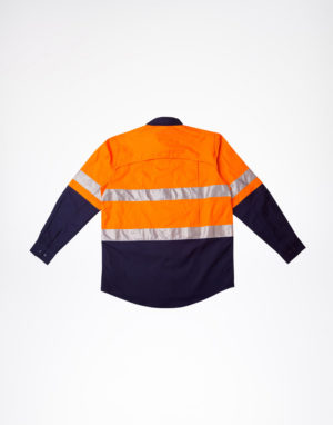 SW69 Long Sleeve Safety Shirt Orange Navy Back