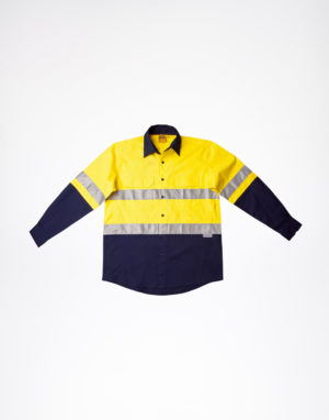 SW69 Long Sleeve Safety Shirt Yellow Navy